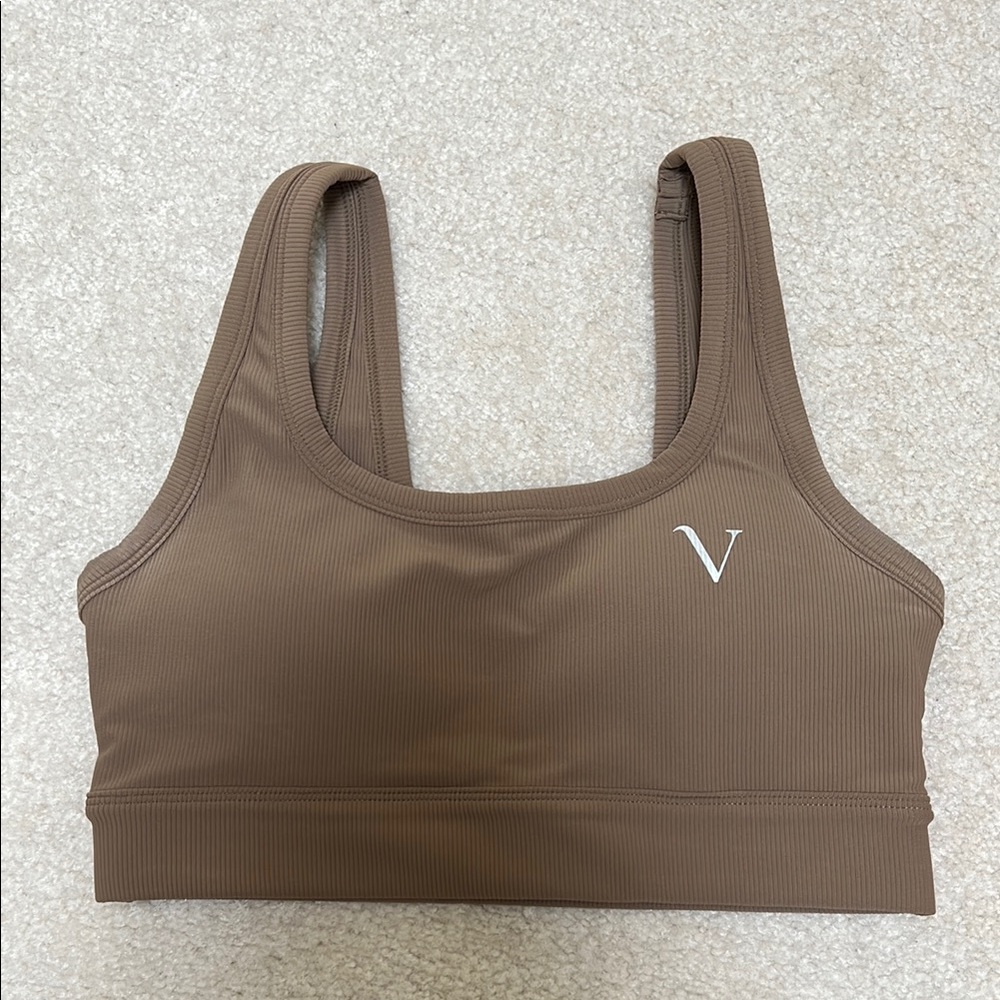 Vitae Apparel Brown Ribbed Sports Bra